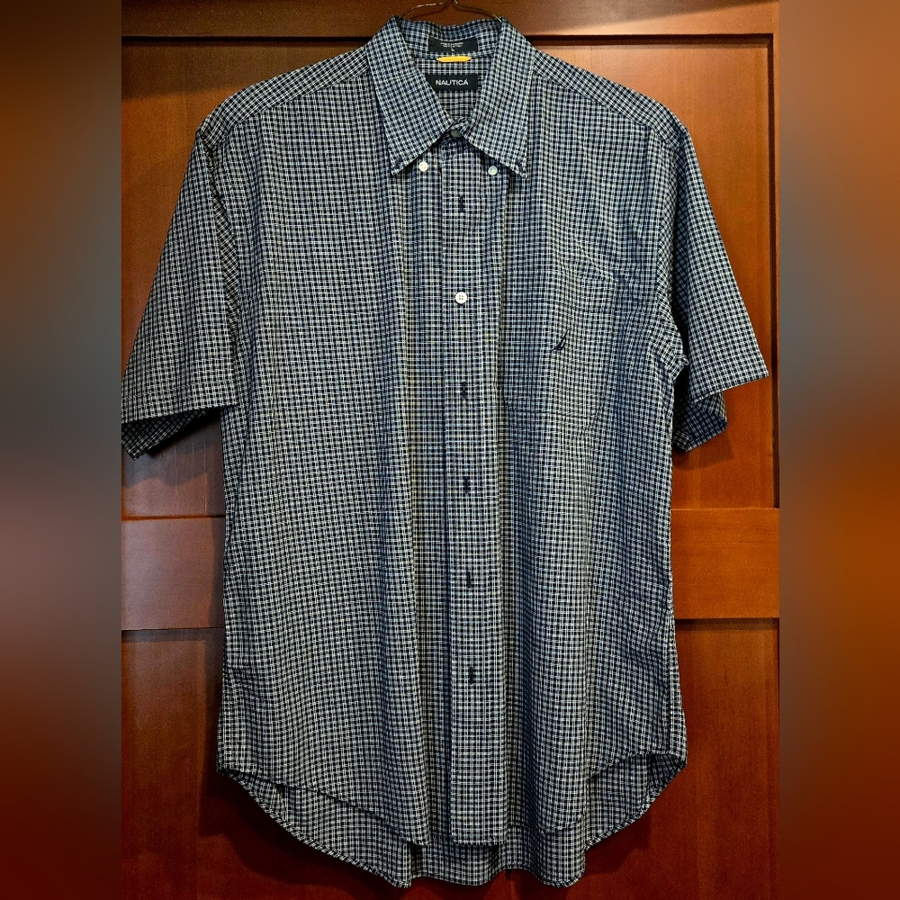 Nautica Navy Checkered Casual Shirt